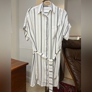 Faithfull the Brand Castaway Shirt Dress White & Black Stripe Size S